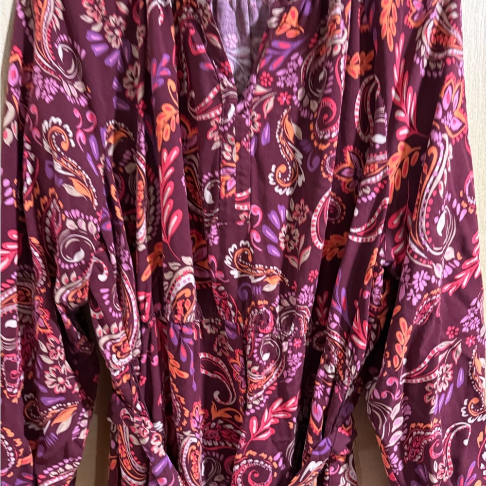 Paisley Print Long Sleeve Dress